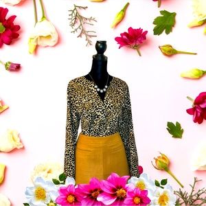 Calvin Klein Animal Print button down long sleeve blouse